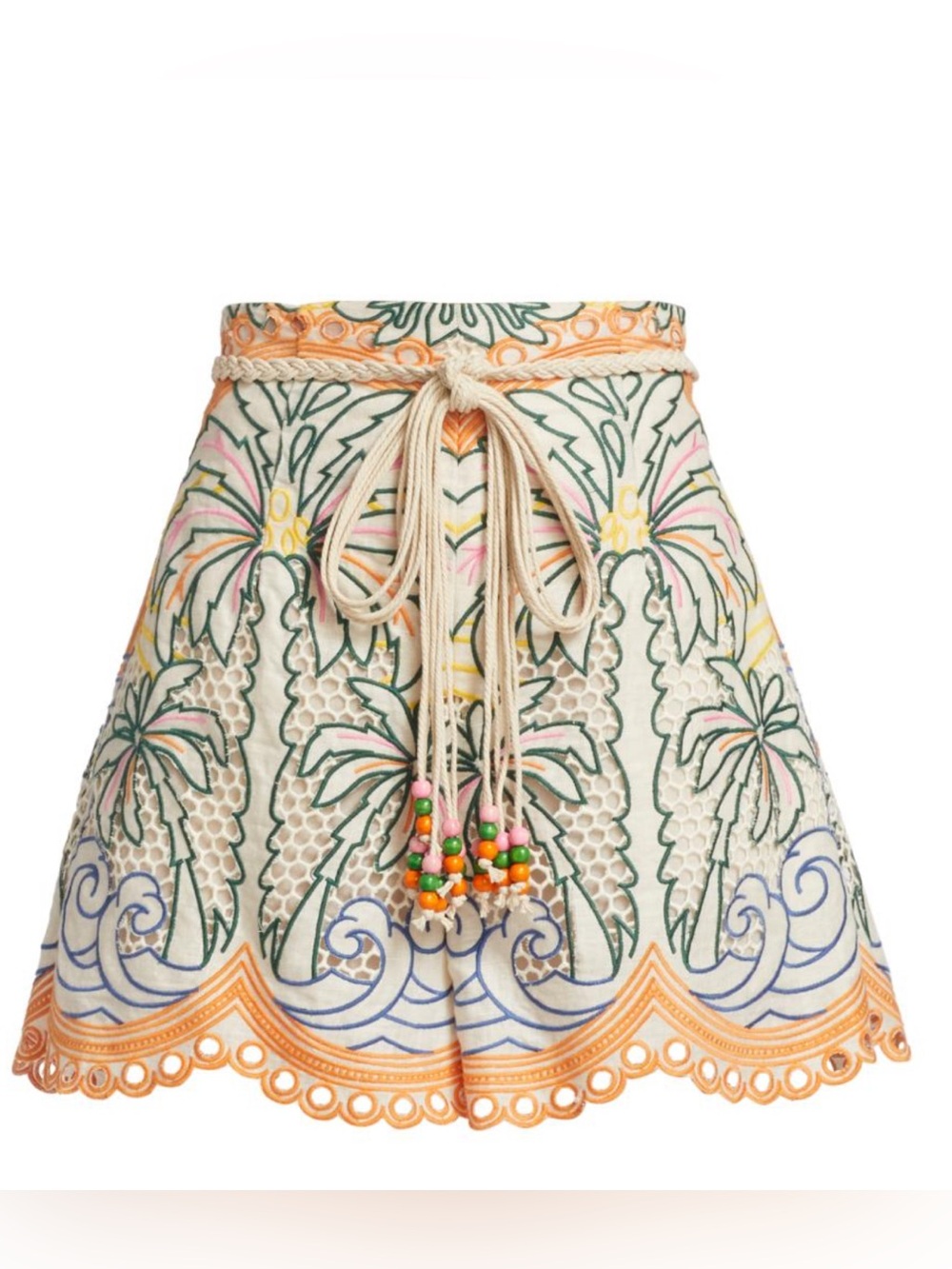 Zimmermann Women's Ginger Tropical Embroidered Shorts In Linen